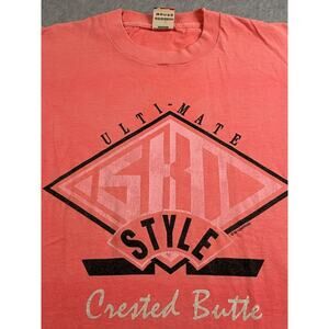 Vintage Fruit of the Loom Ultimate Ski Style Crested Butte Tee Large USA